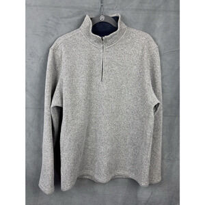Izod Quarter Zip Sueded Fleece Pullover Sweater Men Large Gray Casual Warm